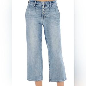 Judy Blue HW Button Fly Vintage Wash Cropped Wide Leg Size 7